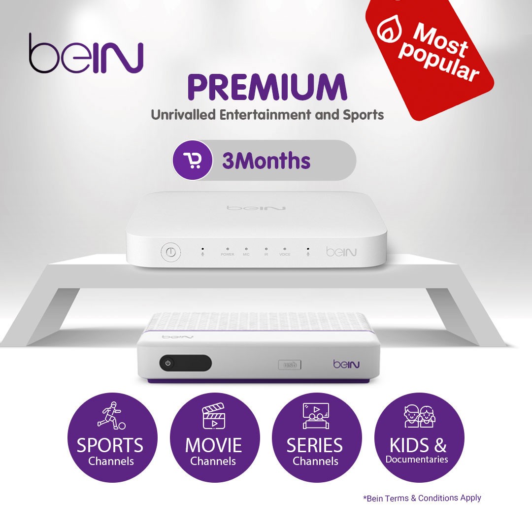 beIN PREMIUM Package – 3 Months New Subscription (beIN PVR Plus / beIN TV HDR / VIP / 4K Media Server Receiver)