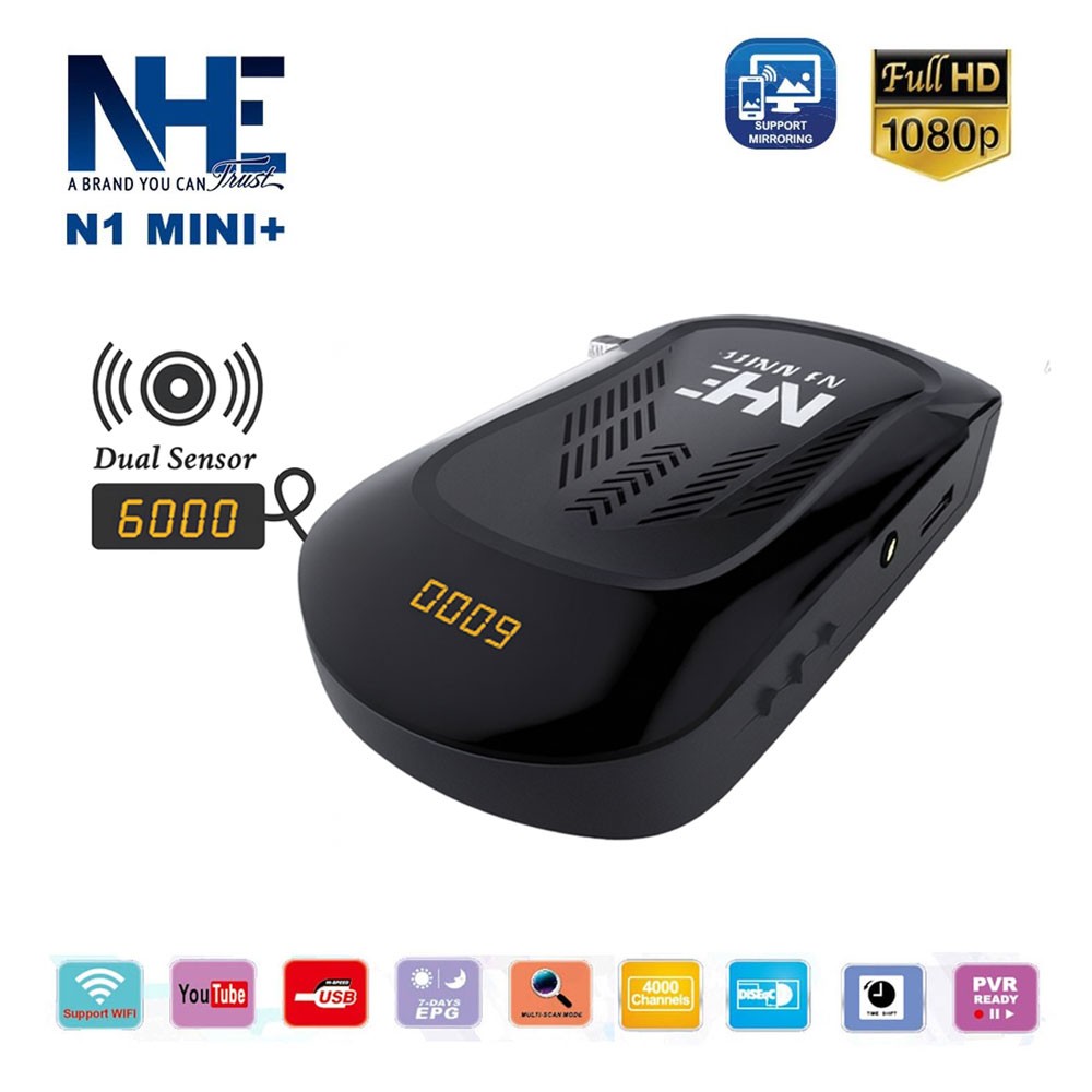 NHE N1 Mini+ Satellite HD Receiver – FTA Free-To-Air Full HD 1080p Digital Receiver | Dual Sensor | USB Support | High-Speed Performance