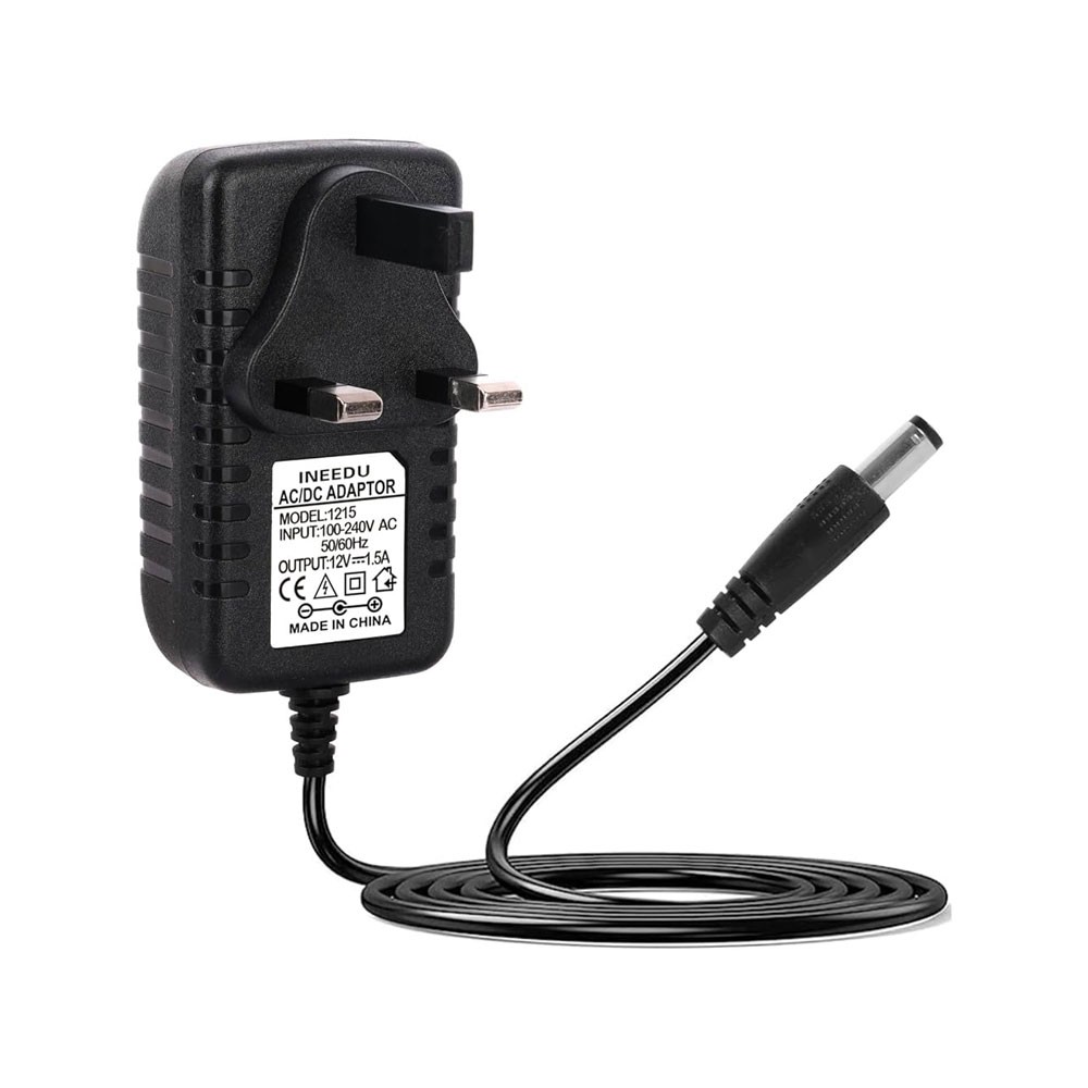 12V 1.5A Universal Power Adapter | AC 100–240V to 12V DC Power Supply | 5.5 × 2.1 mm Plug for Satellite Receivers, Routers, CCTV & LED