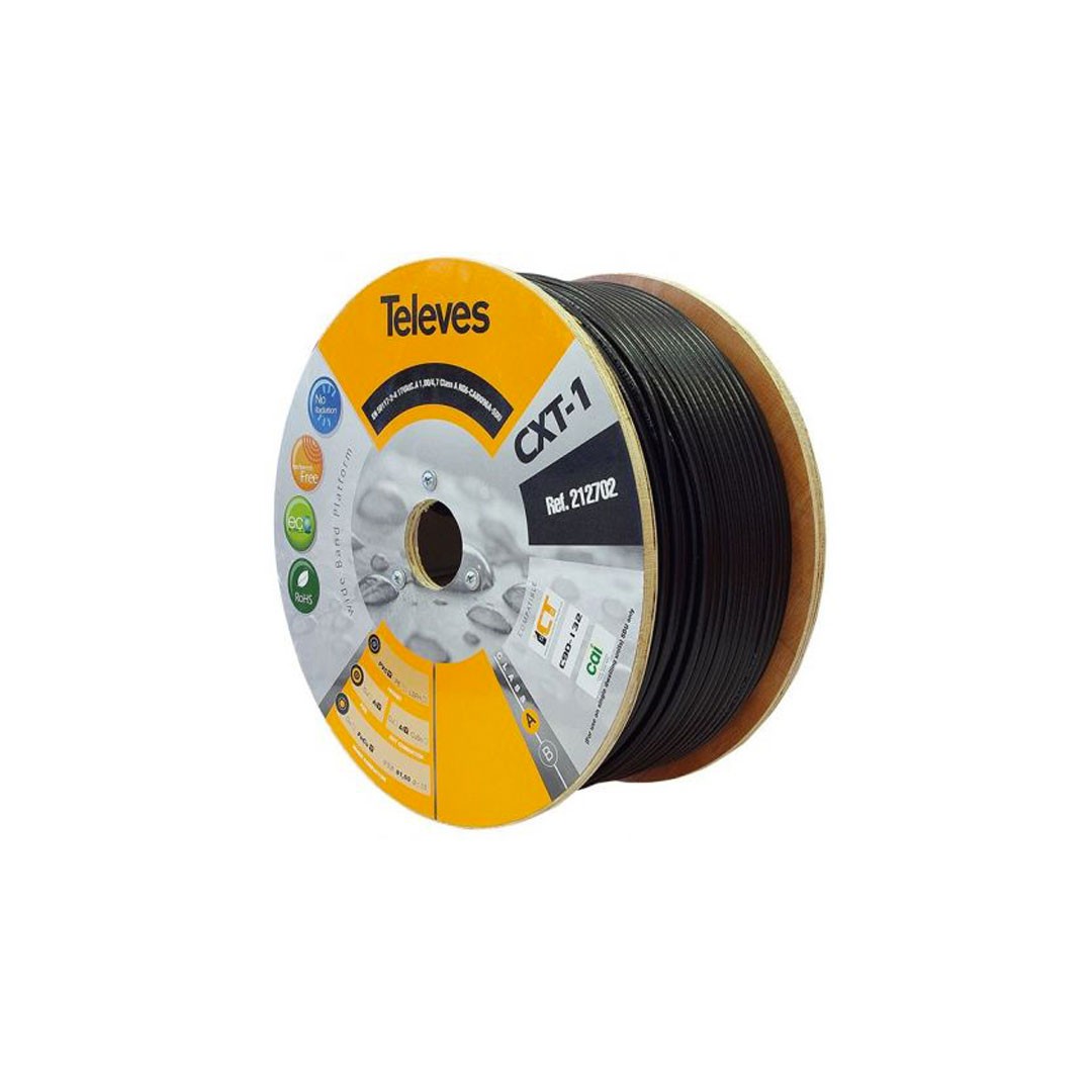 Televes Coaxial Cable 250m Wooden Reel – Black (212702)