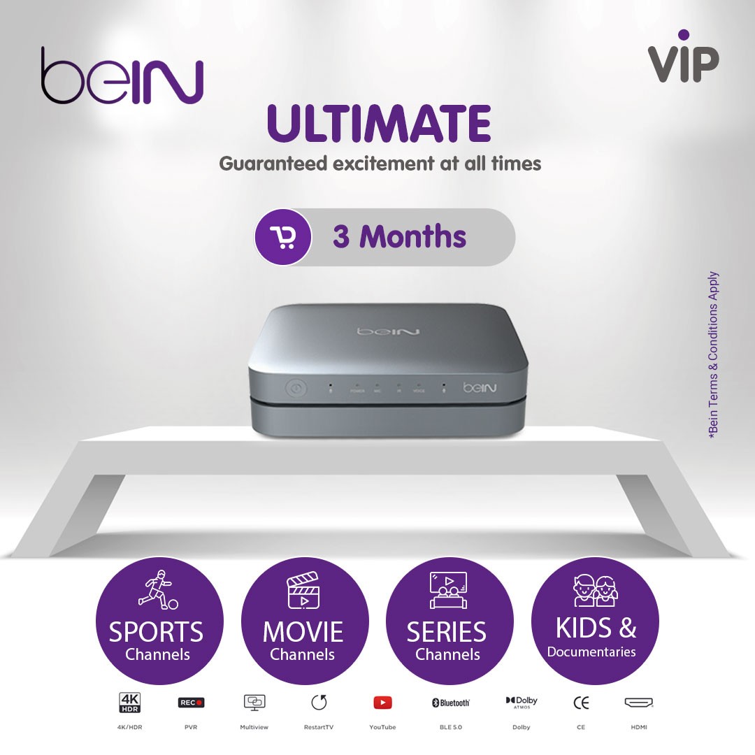 beIN ULTIMATE Package – 3 Months New Subscription (beIN TV 4K HDR / VIP / 4K Media Server Receiver)