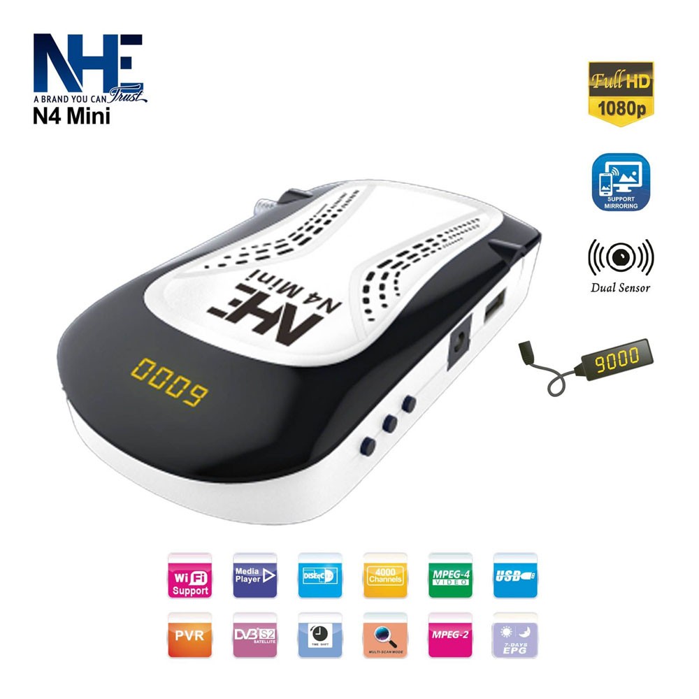 NHE Receiver FHD N4 Mini – Compact Full HD Digital Satellite Receiver | Dual Sensor | USB Support | High-Speed Performance