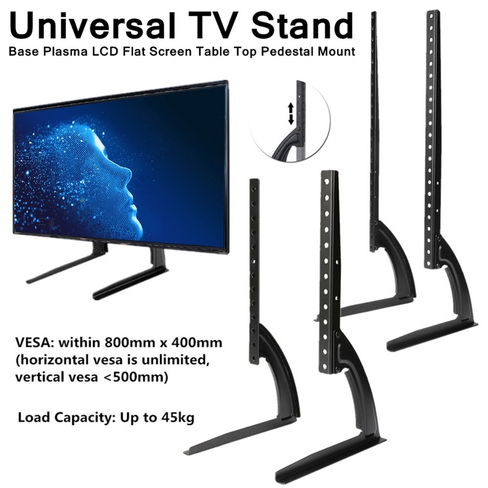 Universal Table TV Stand for 42”–75” TVs – Adjustable Heavy-Duty Base Mount Compatible with LED / LCD / OLED TVs